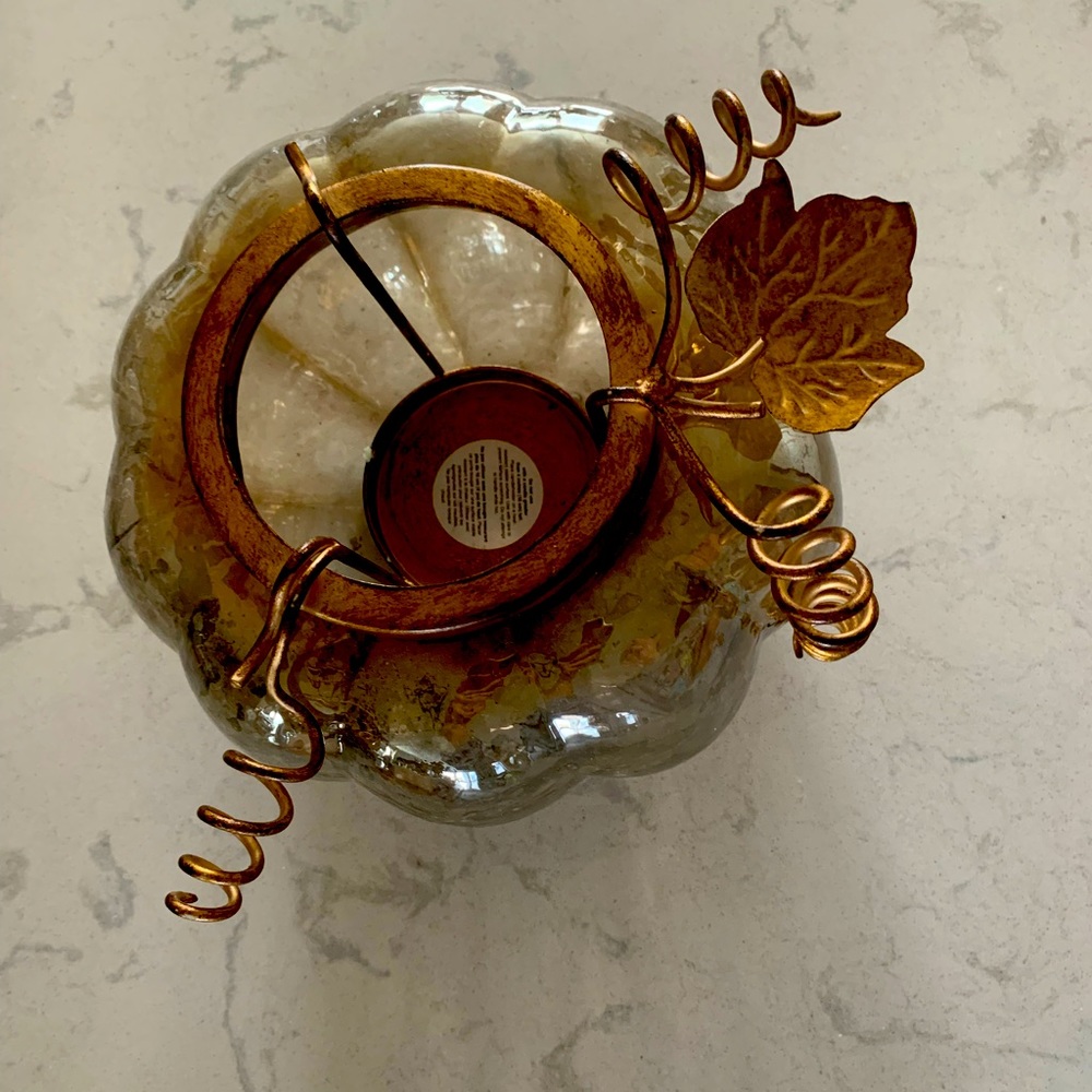 Glass Pumpkin Candle Holder